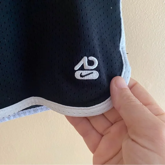 Y2K Nike Black Athletic Shorts White Trim Drawstring Running Gym Activewear - Picture 6 of 14